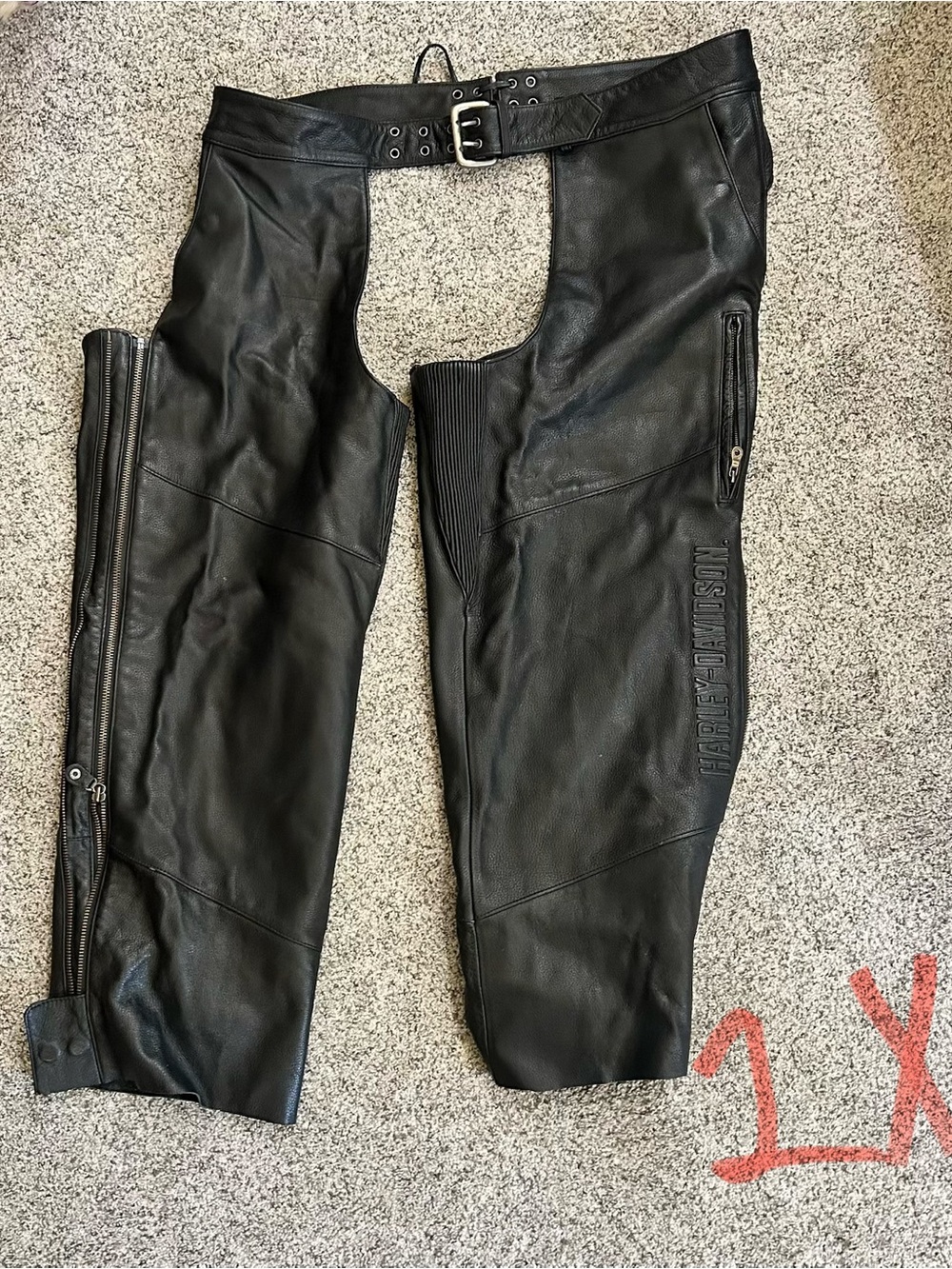 Harley-Davidson Black Leather Motorcycle Chaps